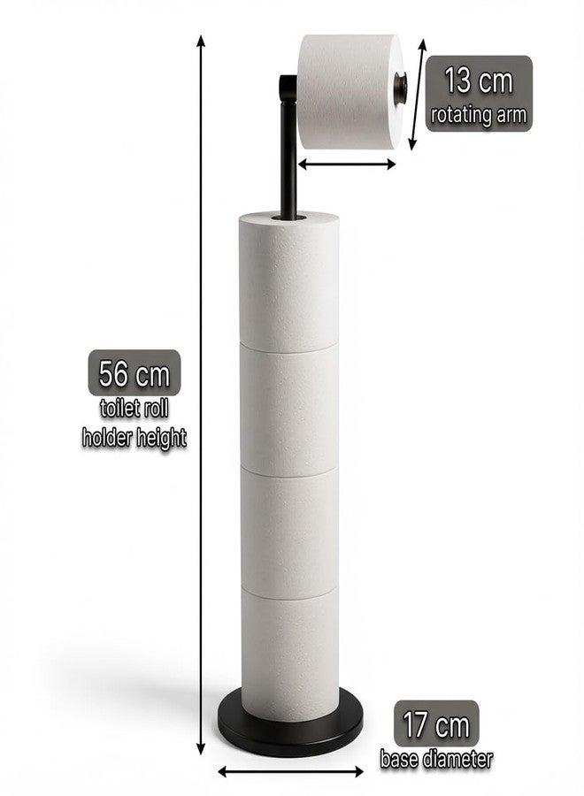 ZISH Toilet Roll Holder Free Standing - Stainless Steel Bathroom Toilet Paper Organizer and Dispenser - No Drill Toilet Roll Stand Freestanding - Up to 5 Toilet Roll Storage, Black - Image 2