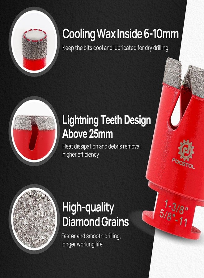 FOCSTOL Diamond Core Drill Bit Set - FOCSTOL 10pcs (6/8/10/25/35/50/65mm+10mm Finger Milling Bit+50mm Beveling Chamfer Bit+Hex) Diamond Hole Saw Kit for Porcelain Ceramic Tile Marble Granite - Image 3
