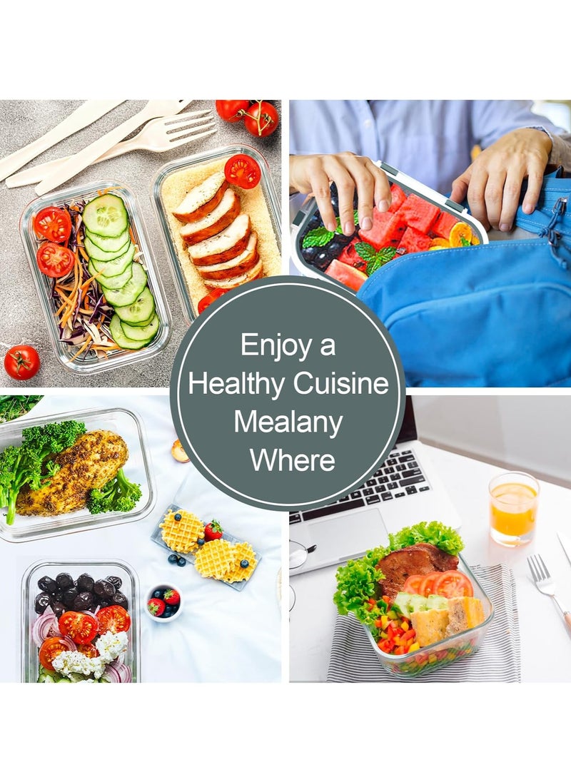 Containers With Lids Glass Lunch Box Portion Control Airtight Glass Bento Box Lunch Containers 10p Rectangle Grey