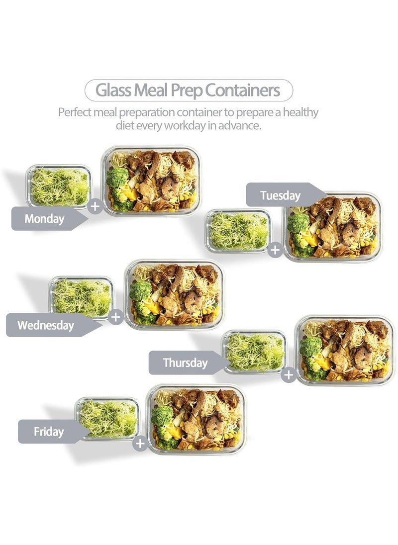 Containers With Lids Glass Lunch Box Portion Control Airtight Glass Bento Box Lunch Containers 10p Rectangle Grey