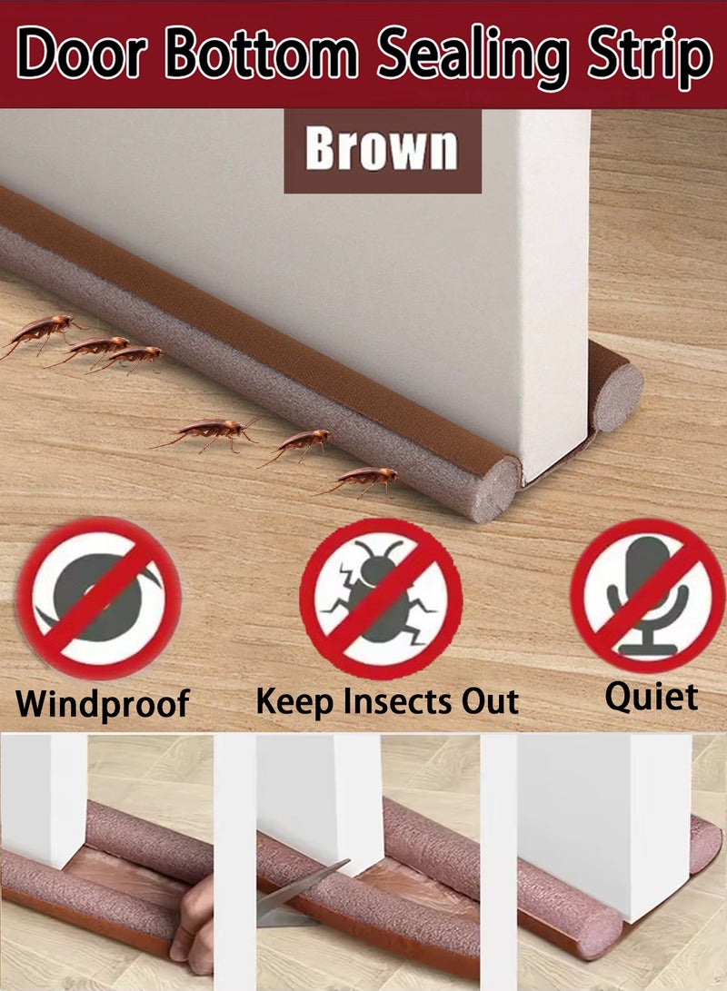 Door Draft Stopper, Gap Seal Strip, Double Foam Door Blocker, Noise Wind Dust Blocker, Adjustable Door Draft Seal, Weather Stripping for Doors & Windows, Soundproof Draft Guard Home Use(Brown) - Image 1