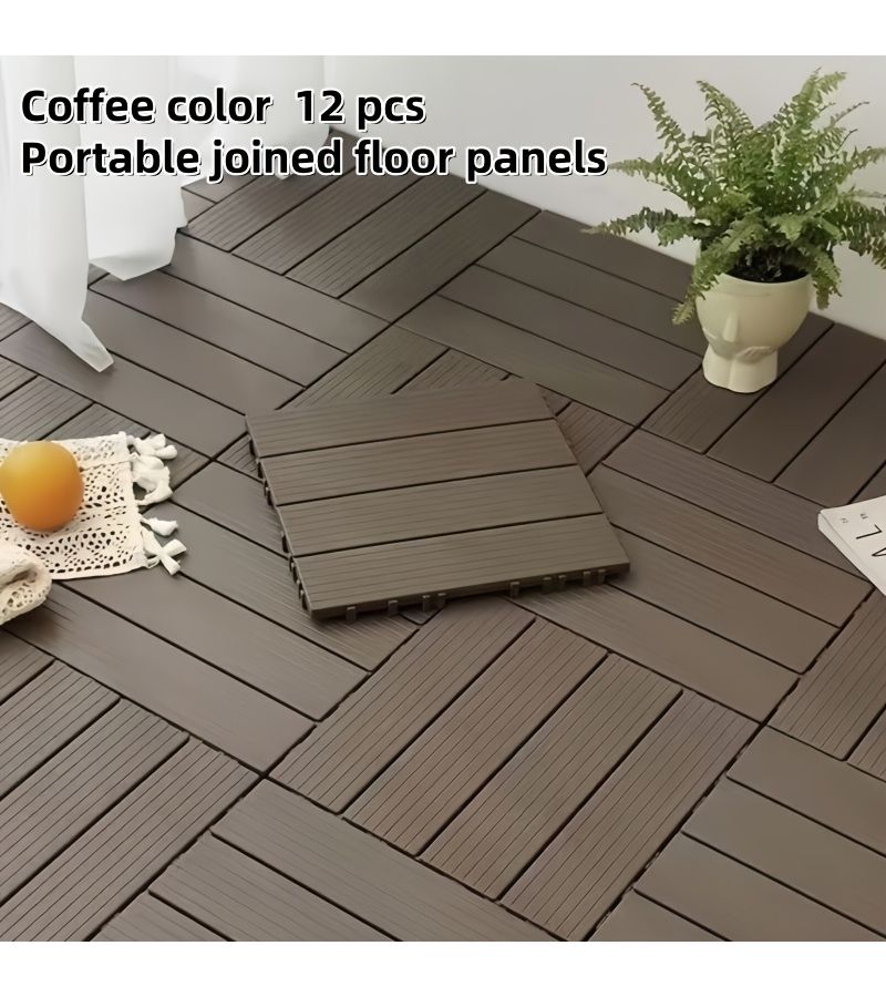 12 Grey Ultra Portable Interlocking Floor Tiles 11.62x11.62 Inch Thickened Plastic Spill Proof Outdoor Flooring - Image 1
