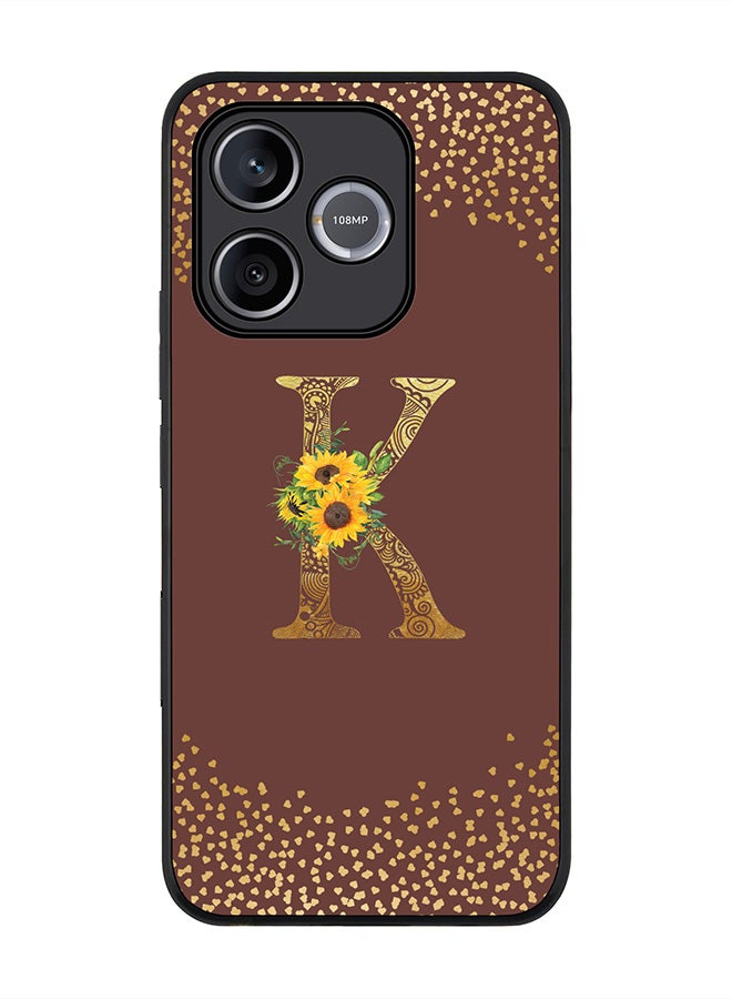 Stylizedd For Honor 600 Lite / 500 Smart / Honor X80i Case,Slim fit Camera Protection, Shockproof Thin Phone cover  - Custom Floral Monogram - K  (Brown ) - Image 1