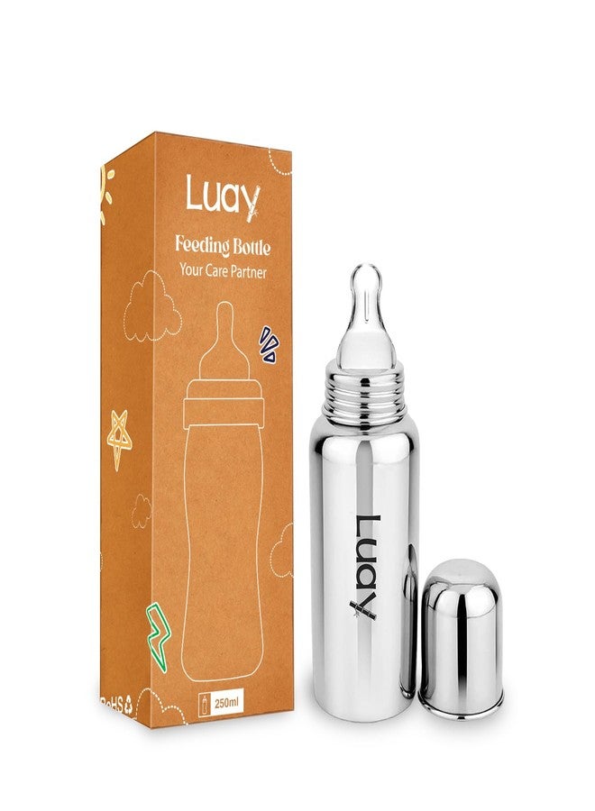 LUAY Baby Steel Feeding Bottle 250ml | Baby Milk Bottle with Advanced Anti Colic Valve, BPA Free, Soft Silicone Teat, Wide Neck for Newborn & Infant (0-2 Years) - Image 1