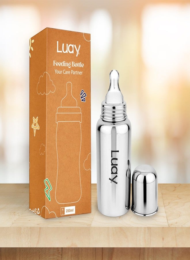 LUAY Baby Steel Feeding Bottle 250ml | Baby Milk Bottle with Advanced Anti Colic Valve, BPA Free, Soft Silicone Teat, Wide Neck for Newborn & Infant (0-2 Years) - Image 2