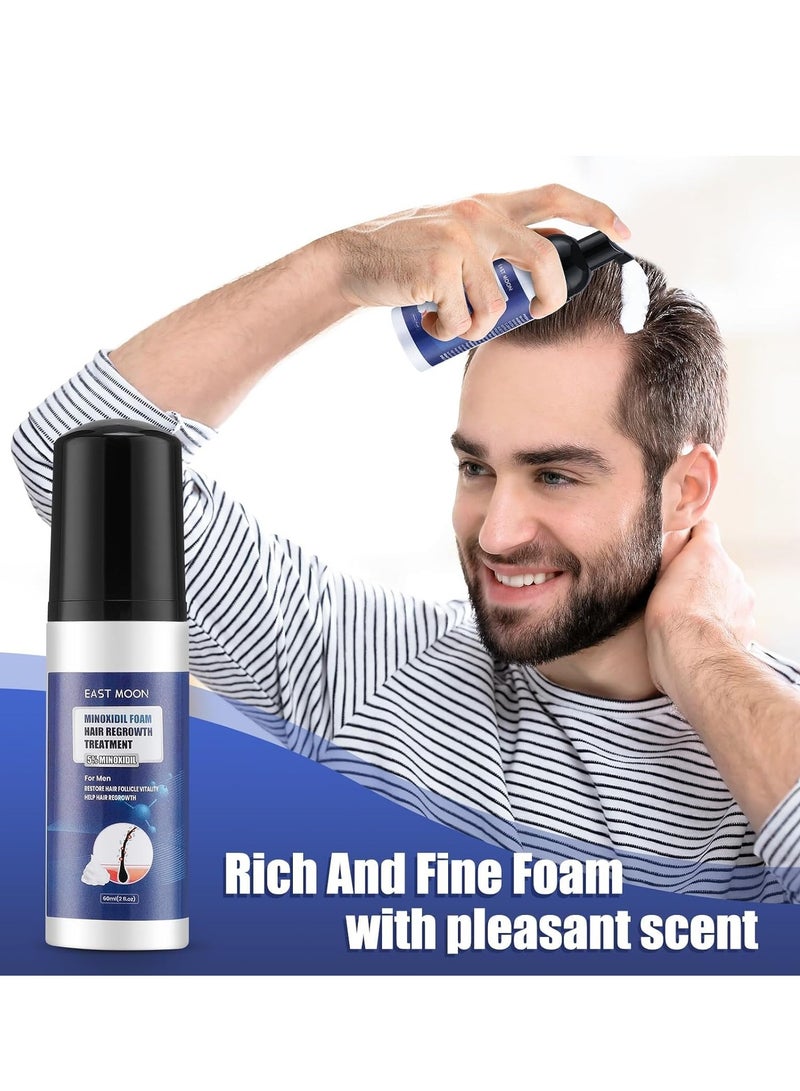 إيست مون رغوة إعادة نمو الشعر المينوكسيديل 5٪ للرجال والنساء - مكافحة تساقط الشعر وترققه وانحسار خط الشعر ، تعزز اللحية والشعر الأكثر كثافة - 2 أونصة - Image 5
