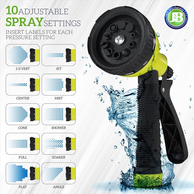 J B XpandaHose 50ft Expandable Garden Hose – Ultra-Strong 3750D, 4-Layer Latex Core, Brass 3/4" Connectors, 10-Pattern Nozzle & Storage Bag – Lightweight, Kink-Reducing, Leak-Resistant - Image 3
