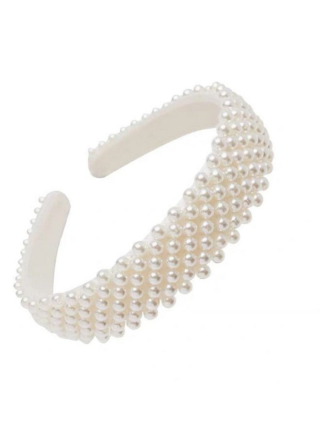 AKOAK 1 Pack White Pearl Headband For Women'S Wedding Bridal Hair Accessories Handmade Beaded Headband Fashion Gift - Image 1