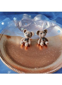 Korean Trendy Flocked Bear Bunny Stud Earrings brown bear