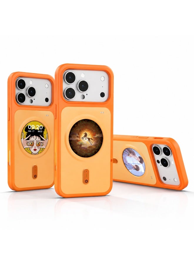 Orange Smart Case For iPhone 17 Pro Max, AI Touch Screen Phone Cover With Digital Display, Custom Photo Wallpaper Magnetic Protective Case, Bluetooth Smart Phone Accessories - Image 1
