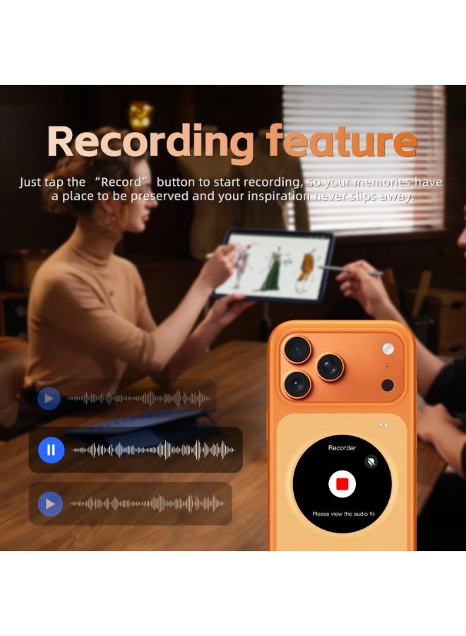 Orange Smart Case For iPhone 17 Pro Max, AI Touch Screen Phone Cover With Digital Display, Custom Photo Wallpaper Magnetic Protective Case, Bluetooth Smart Phone Accessories - Image 2