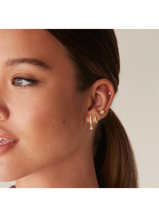 بافوا أقراط بافوي المطلية بالذهب الأبيض عيار 14 قيراطًا | أقراط دائرية صغيرة للنساء - Image 3