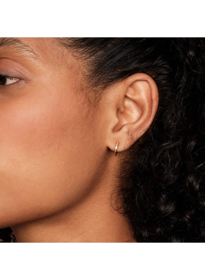 بافوا أقراط بافوي المطلية بالذهب الأبيض عيار 14 قيراطًا | أقراط دائرية صغيرة للنساء - Image 1