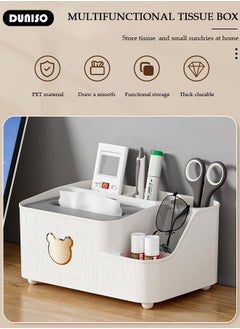 DUNISO Multifunctional Tissue Box Cover Holder with Storage Napkin,Table Storage Box Container with Stationery Remote Control Box Decorative Tissue Pen Remote Organizer for Home Office Car Restaurant  - Image 3