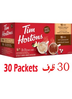 Assorted Hot Chocolate, French Vanilla and Cappuccino, 30 x 28g,Packets