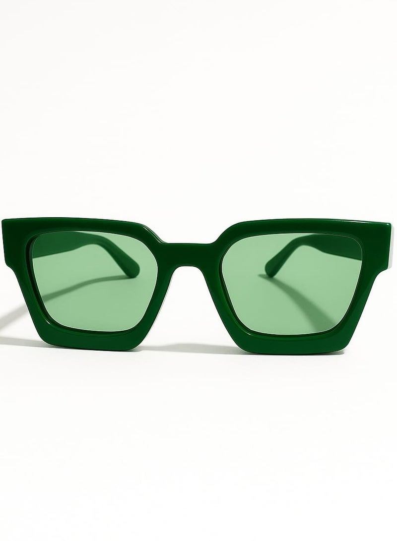RETRO Bold Thick Frame Square Sunglasses for Women & Men | Green Lens | Fashion Street Style | UV400 Protection - Image 3
