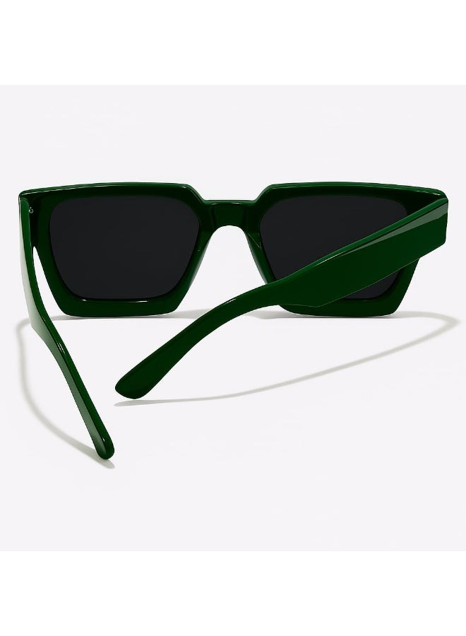 RETRO Bold Thick Frame Square Sunglasses for Women & Men | Green Lens | Fashion Street Style | UV400 Protection - Image 5