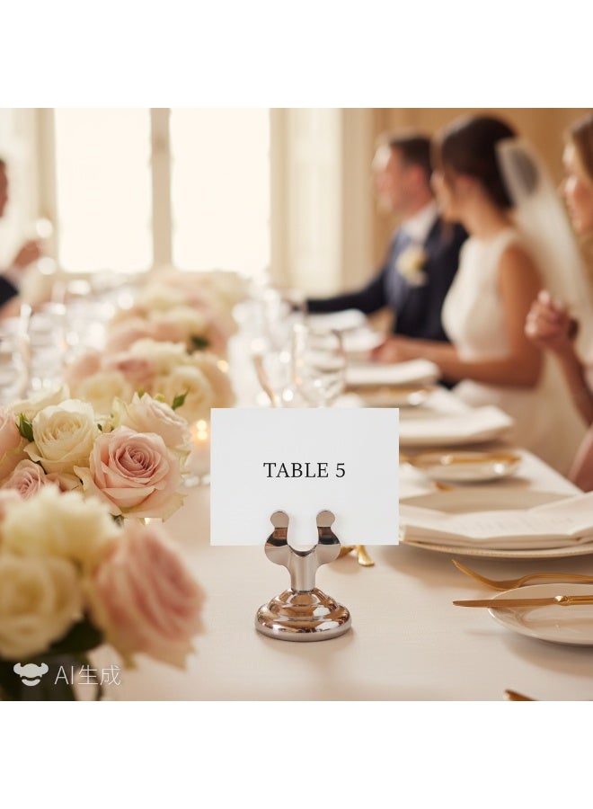 Bluejw Table Number Metal Holders Chrome Place Card Holder, Table Number Stands, Table Sign Holders, Chrome Table Card Holder Stand For Photos, Food Signs, Birthdays, Weddings, Restaurant - Image 3