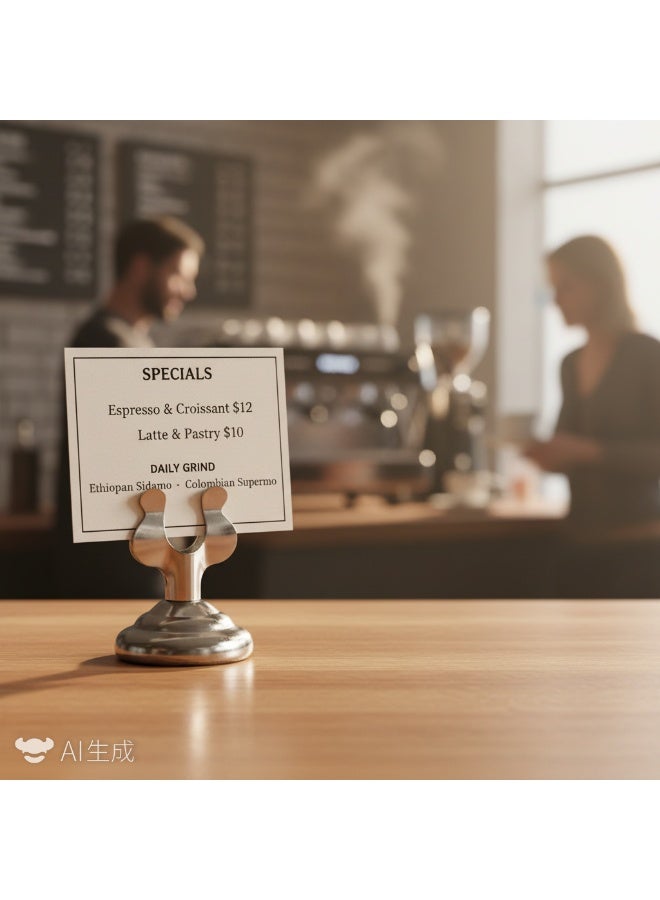 Bluejw Table Number Metal Holders Chrome Place Card Holder, Table Number Stands, Table Sign Holders, Chrome Table Card Holder Stand For Photos, Food Signs, Birthdays, Weddings, Restaurant - Image 4