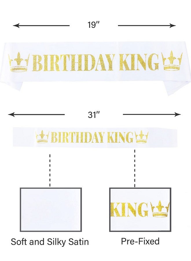 MEANT2TOBE Royal Birthday Accessories for Men - Gold Metal Crown, Sash, and Pin for King Themed Party Decorations - Image 5