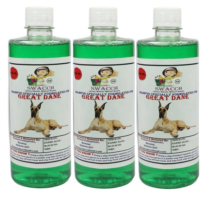 swacch Shampoo | Puppy Safe Shampoo | PH Balanced | Ditch to Itch for Great Dane Dog Shampoo 500ml Pack of 3 (Neem Alovera) + Spike Ball Chew Toy Combo Pack - Image 2