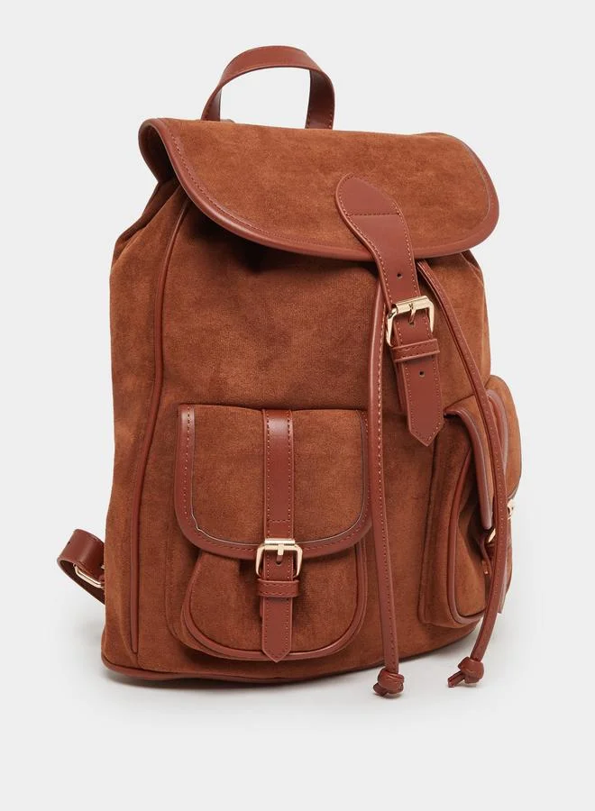 ستايلي Styli Belted Pocket Backpack with Drawstring