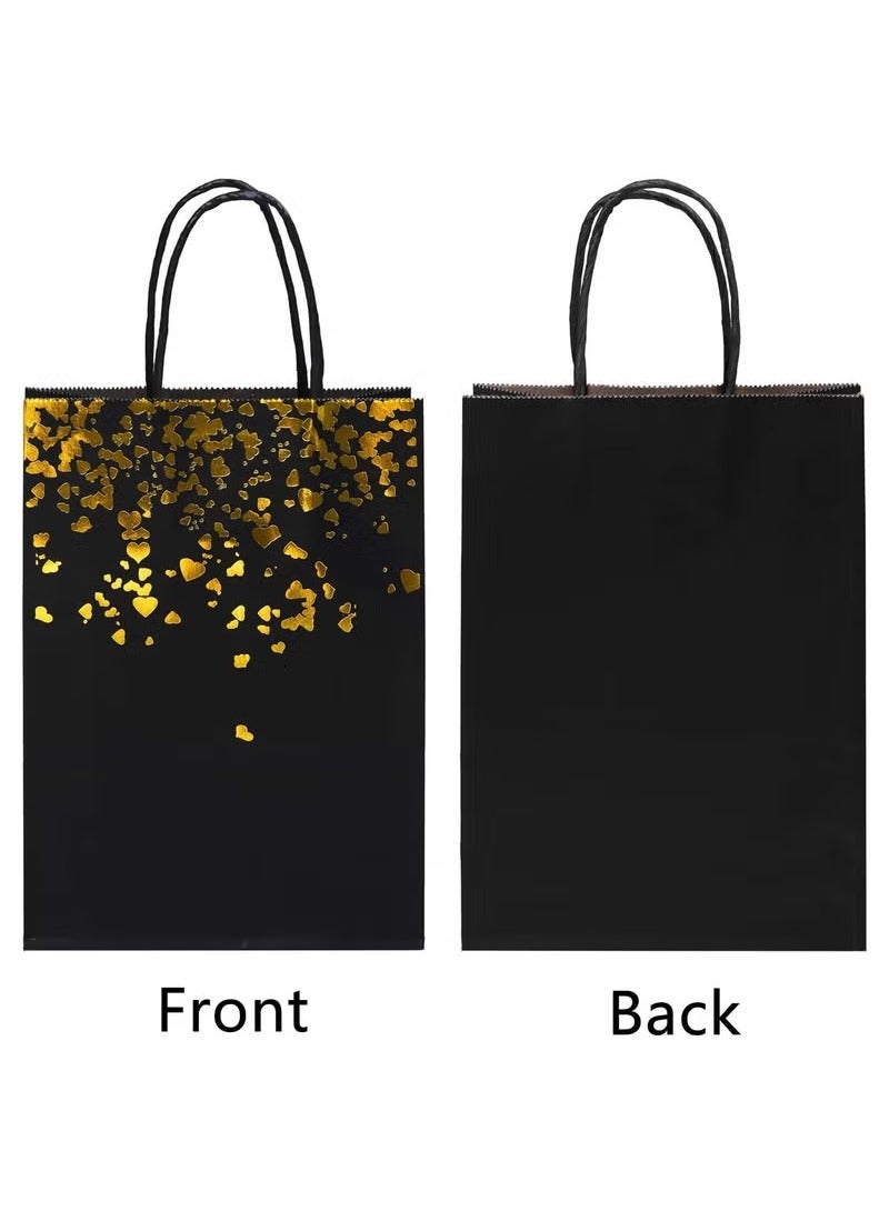 12 Pieces Paper Party Bags Bronzing Kraft Bag Birthday Party Bags， Bride Bag with Handle for Birthday Wedding Celebrations Party Favors (Black) - Image 4