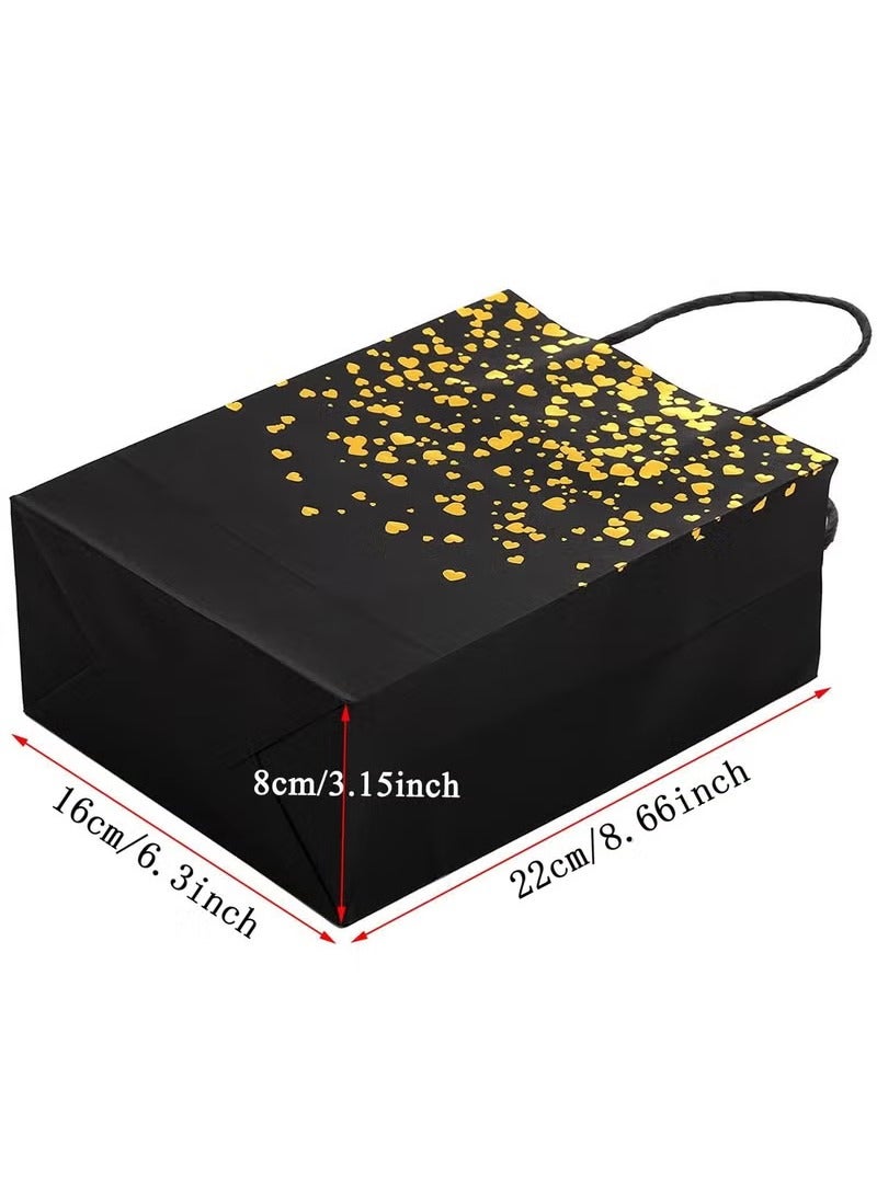 12 Pieces Paper Party Bags Bronzing Kraft Bag Birthday Party Bags， Bride Bag with Handle for Birthday Wedding Celebrations Party Favors (Black) - Image 2