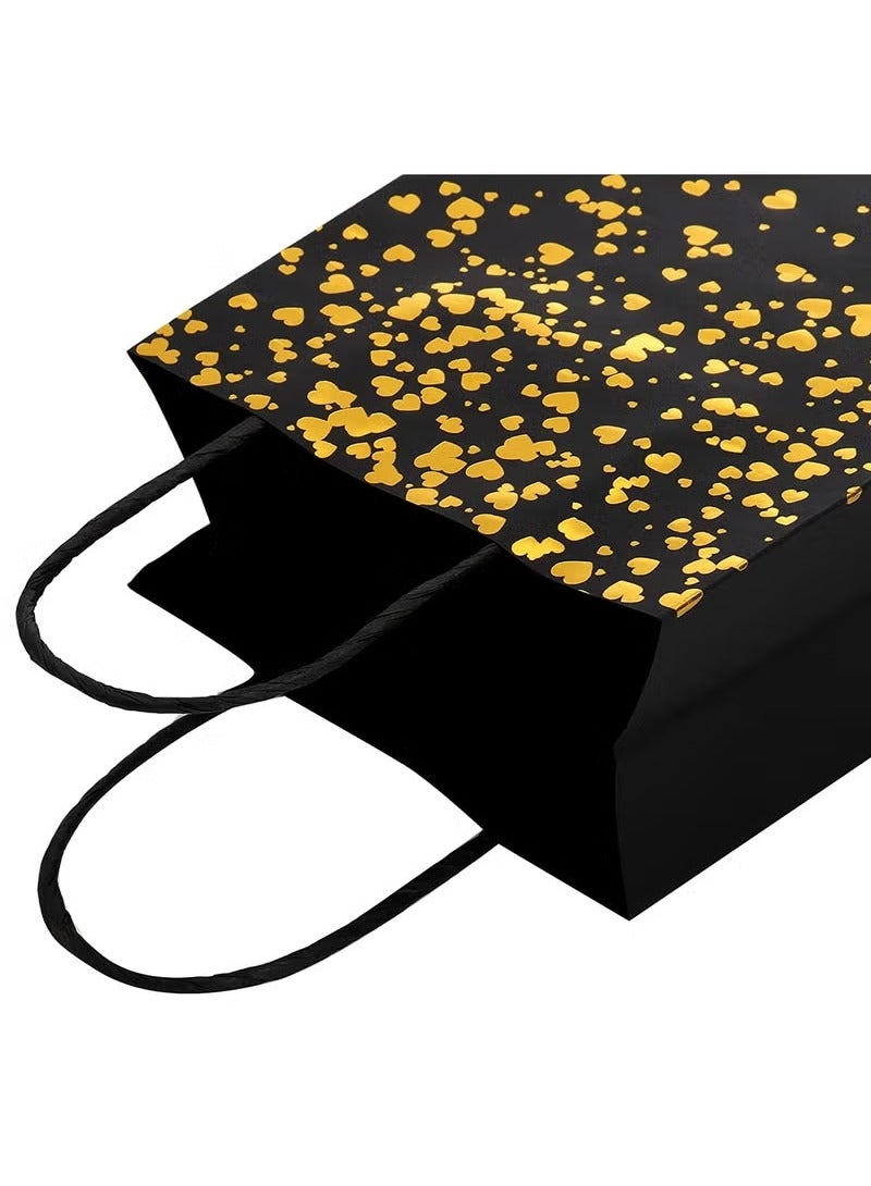 12 Pieces Paper Party Bags Bronzing Kraft Bag Birthday Party Bags， Bride Bag with Handle for Birthday Wedding Celebrations Party Favors (Black) - Image 5
