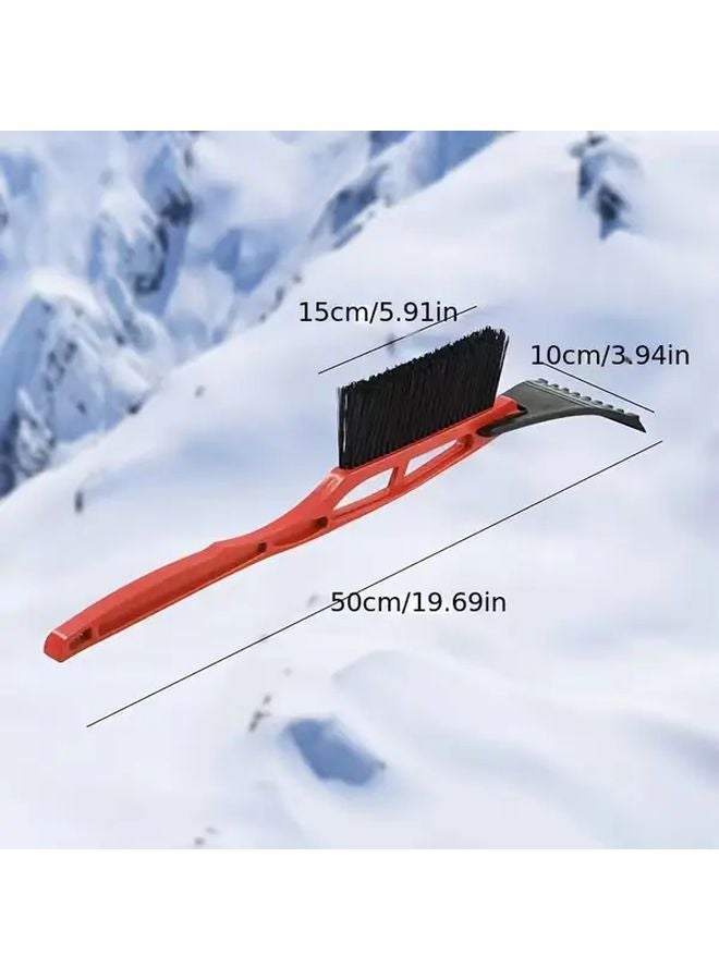 Red Multi Functional Snow Shovel with Detachable Brush Ice Defrosting Tool for Car - Image 1