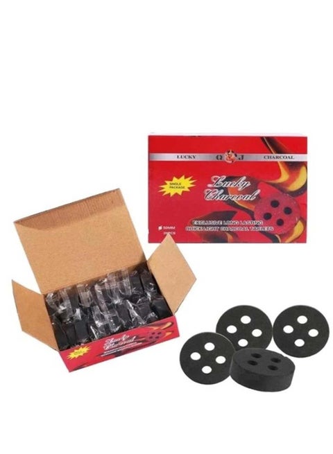 فحم الصقر لاكي بخور-20 قطعة فحم أسود طويل الأمد-50 ملم