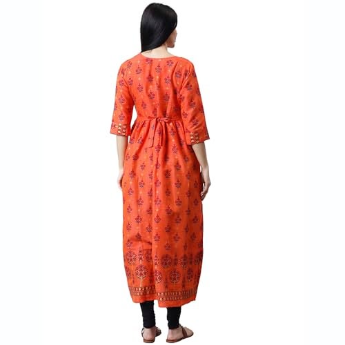 CEE 18 Women's Cotton Rayon Flaired Maternity Dress Feeding Kurti with Zippers(9885G_40,Delightful Pitch,L) - Image 4
