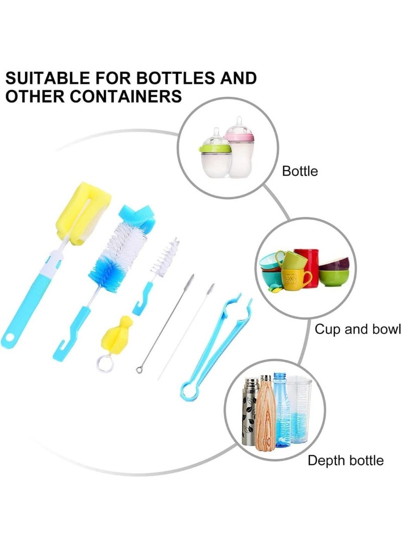 إيروريكس مجموعة فرشاة تنظيف زجاجات الأطفال 6 في 1 لتنظيف الزجاجات والحلمات مع إسفنجة عالية الكثافة وشعيرات نايلون وملقط خالية من مادة BPA سهلة الاستخدام وصحية لزجاجات الرضاعة والأكواب والملحقات - Image 4