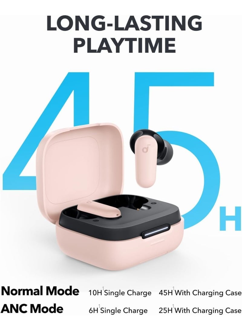 soundcore P30i by Anker Noise Cancelling Earbuds, Strong and Smart Noise Cancelling, Powerful Bass, 45H Playtime, 2-in-1 Case and Phone Stand, IP54, Wireless Earbuds, Bluetooth 5.4, App Control pink - Image 5