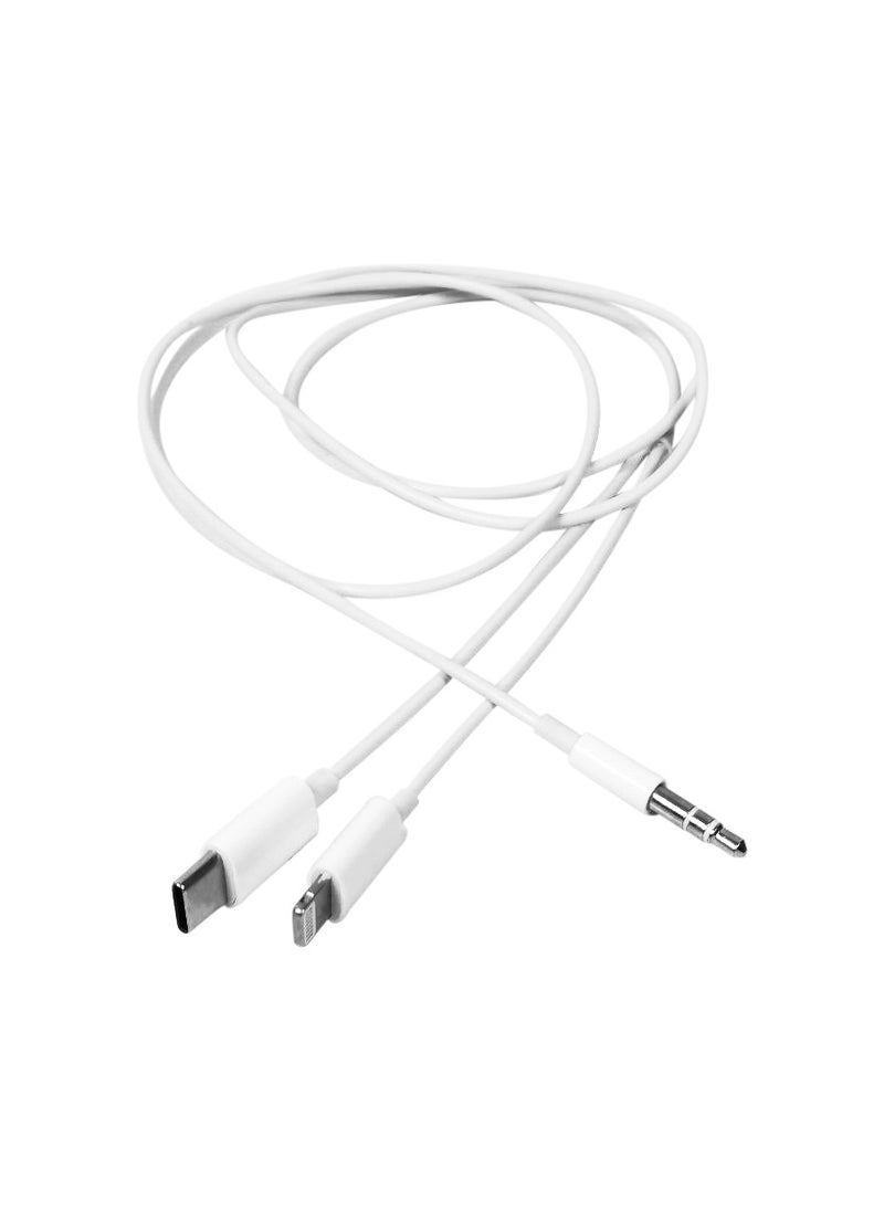 Generic - JHCM32 2-in-1 Audio Adapter - USB Type-C, Lightning to 3.5mm Aux Cable 1M for iPhone, Android - Image 1