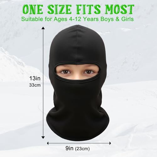 Outrip Kids Balaclava Ski Mask, Winter Windproof Fleece Full Face Mask for Boys Girls, Neck Warmers Ear Muffs Hats for Cold Weather (US, Age, 4 Years, 12 Years, 2 Pack(Black+Black)) - Image 5