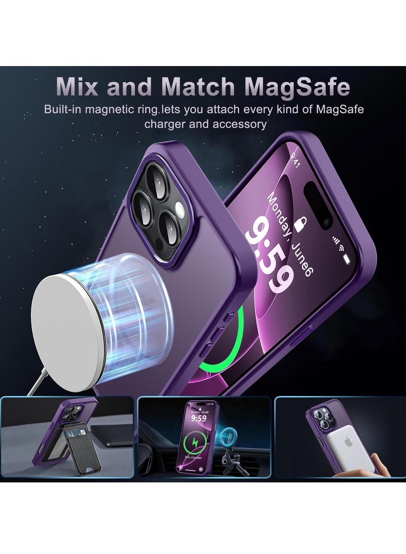 Concretization iPhone 16 Pro Max Magnetic MagSafe Case,【Full Shockproof Protection】Translucent Matte Back, Slim Phone Cover with Strong Magnet for Apple 16 Pro Max (2024)(Purple) - Image 2