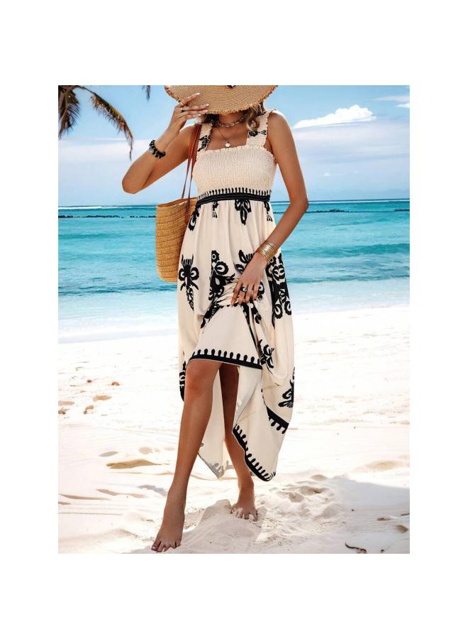 European And American New Women's Clothing Hot Women's Beach Dress Vacation Style Printed Chest Wrap Dress 