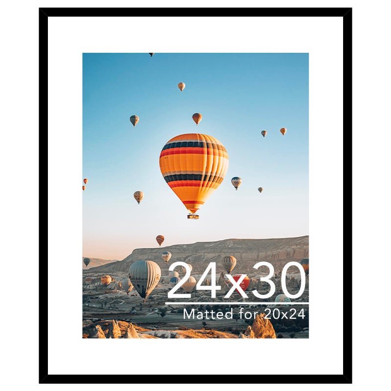JCJMY إطار صور JCJMY مقاس 24×30 بوصة مع حافة داخلية مقاس 20×24 بوصة، لعرض الصور مقاس 20×24 بوصة مع الحافة الداخلية أو 24×30 بوصة بدونها، إطار جداري كبير للملصقات مقاس 24×30 بوصة مع زجاج شبكي، أسود - Image 1
