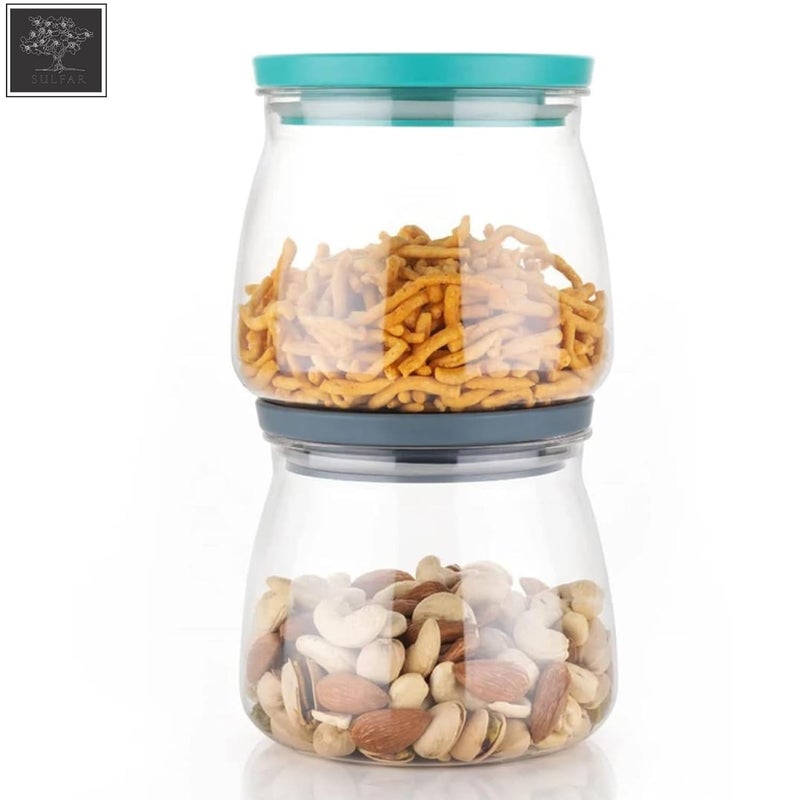 Sulfar Crystal Clear Matka Shaped Glass Jar with Air Tight and Leak Proof Red Colour Plastic lid Jar for Masala, Dry Fruit and Kitchen Canister Jar 900ml Pack of (6 pcs), Multicolor, Large (2286) - Image 4