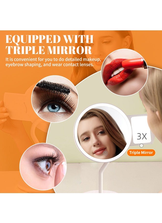 Generic - 360° Rotating Makeup Mirror With Light 3x Magnifying Mirror HD Rechargeable Desktop Mirror Portable Travel Accessories For Outdoor Camping Business Trip Bedroom Bathroom - Image 1