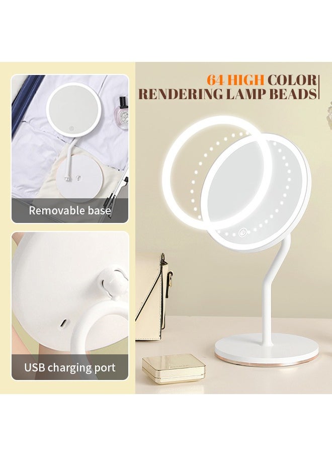 Generic - 360° Rotating Makeup Mirror With Light 3x Magnifying Mirror HD Rechargeable Desktop Mirror Portable Travel Accessories For Outdoor Camping Business Trip Bedroom Bathroom - Image 1