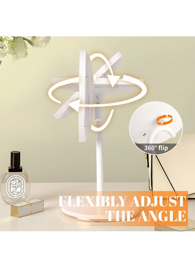 Generic - 360° Rotating Makeup Mirror With Light 3x Magnifying Mirror HD Rechargeable Desktop Mirror Portable Travel Accessories For Outdoor Camping Business Trip Bedroom Bathroom - Image 1