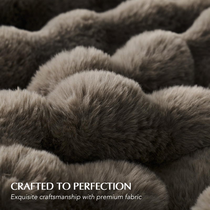 EverGrace Ultra Soft Luxury Fluffy Faux Rabbit Fur Throw Blanket, Thick Warm Bubble Throw for Bed, Cozy Plush Reversible Blankets for Couch, Chair, Sofa, Dark Taupe, 50x60 Inches - Image 4