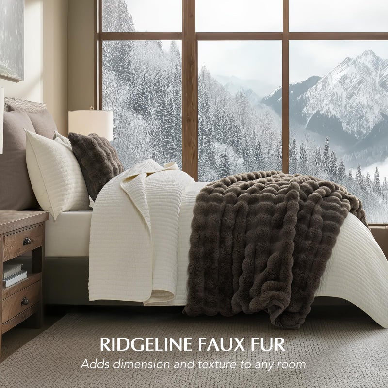 EverGrace Ultra Soft Luxury Fluffy Faux Rabbit Fur Throw Blanket, Thick Warm Bubble Throw for Bed, Cozy Plush Reversible Blankets for Couch, Chair, Sofa, Dark Taupe, 50x60 Inches - Image 2