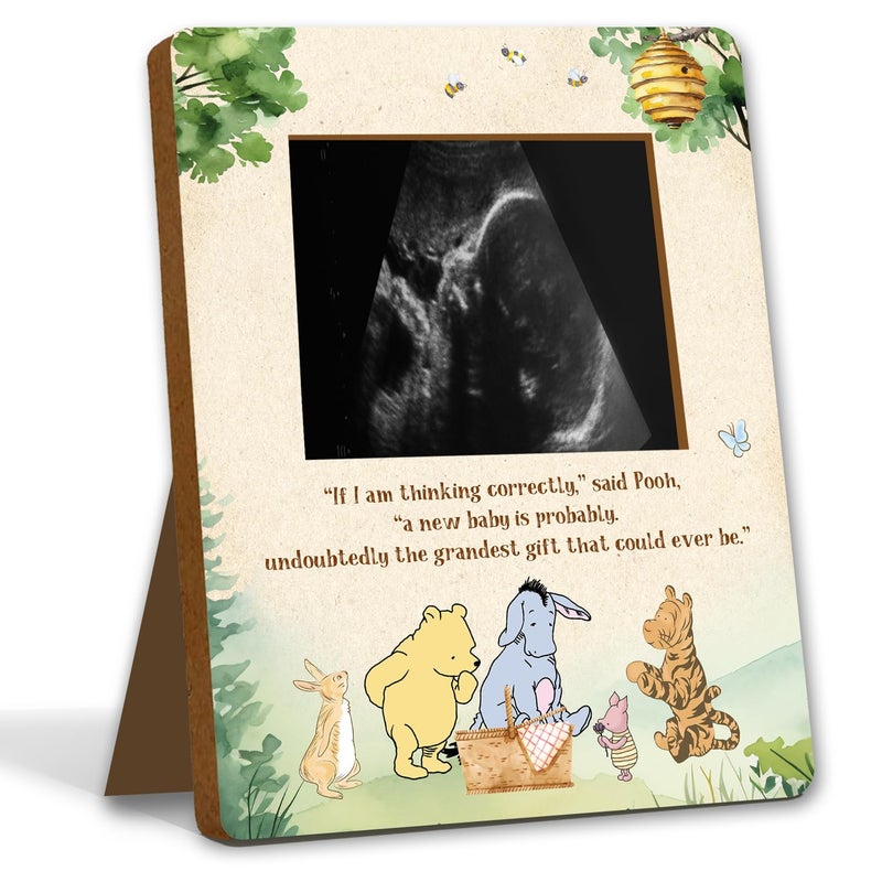 ALodr Winnie Pregnancy Milestone Keepsake  Ultrasound Picture Frame  Baby Shower Sign  Decor  Gifts for Gender Reveal - Image 1