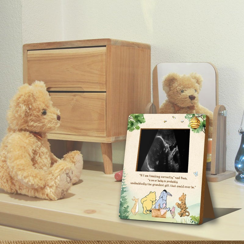 ALodr Winnie Pregnancy Milestone Keepsake  Ultrasound Picture Frame  Baby Shower Sign  Decor  Gifts for Gender Reveal - Image 2