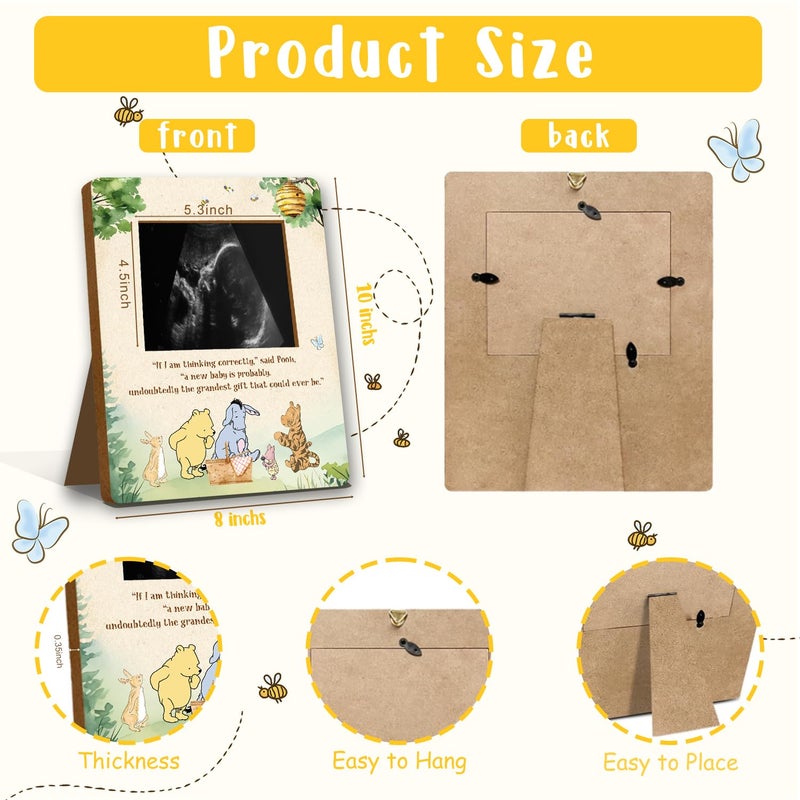 ALodr Winnie Pregnancy Milestone Keepsake  Ultrasound Picture Frame  Baby Shower Sign  Decor  Gifts for Gender Reveal - Image 3
