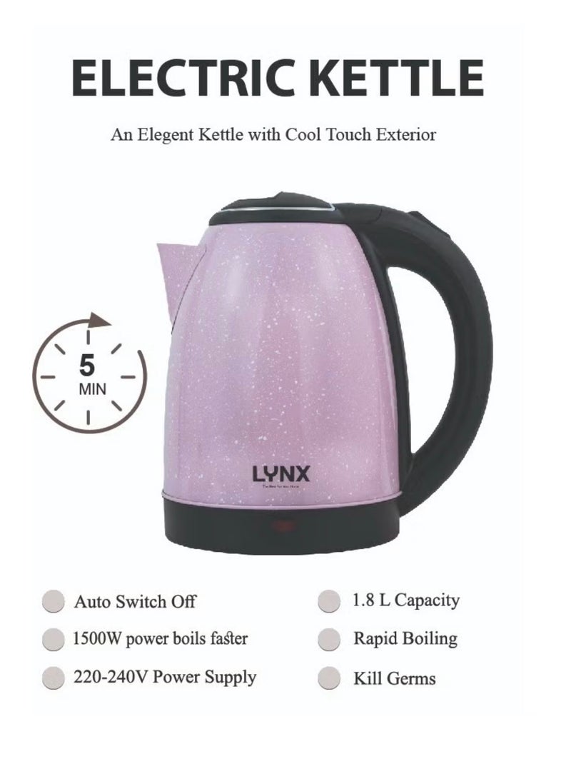 LYNX Electric Kettle 1500W 1.8L Capacity with Rapid Boiling and Auto Switch Off - Image 4
