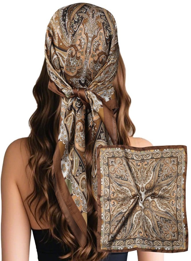 Sumolux Head Hair Scarf for Women Like Satin Silk Scarf Bandana Hair Wrapping Night Large Square Scarves 27.5" - Image 1